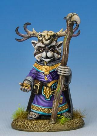 Dark Sword Miniatures: Critter Kingdoms- Raccoon Druid with Staff 