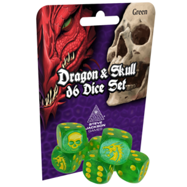 Dragon and Skull: D6 Green Dice Set  