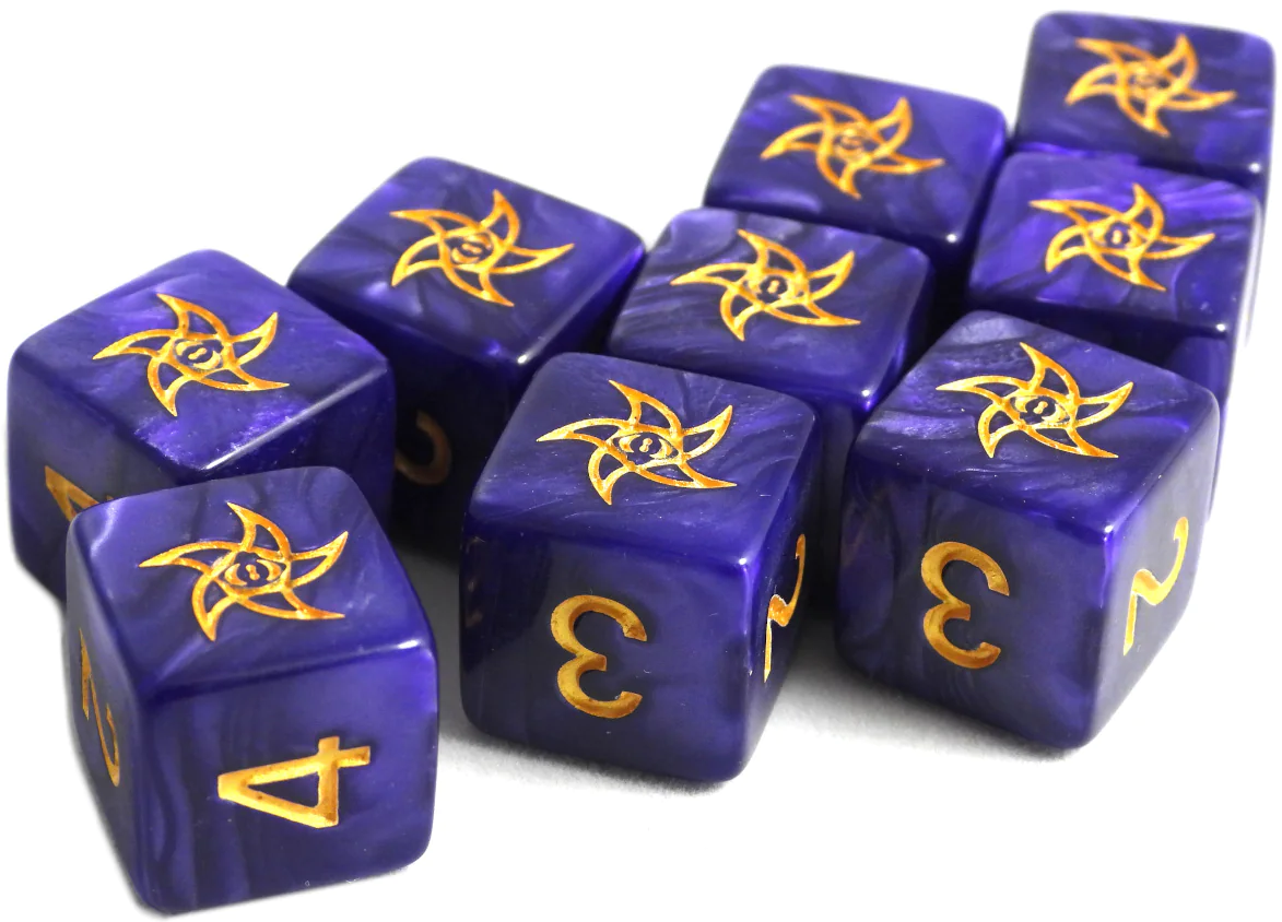 Elder Dice: D6 Set: Astral Elder Sign: Mystic Purple 