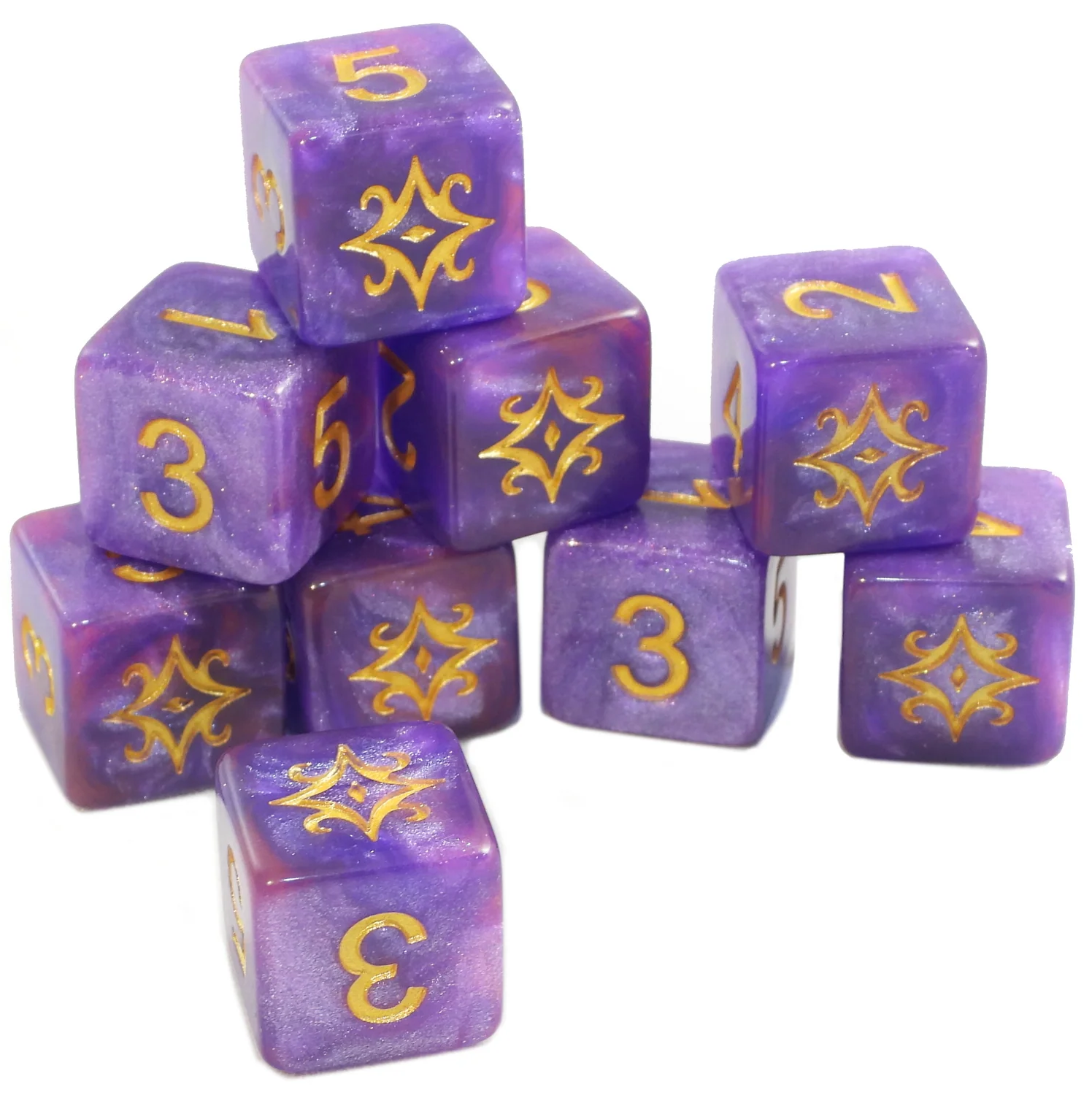 Elder Dice: D6 Set: Star of Azathoth: Purple with Gold 