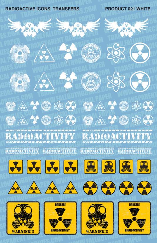 Fallout Hobbies Decals: Radioactive (White) 