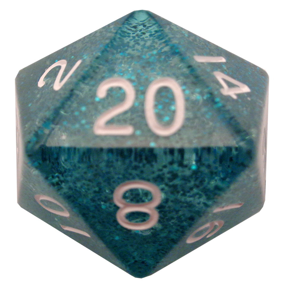 Fanroll: Acrylic Dice: 35mm: D20: Ethereal Light Blue with White 