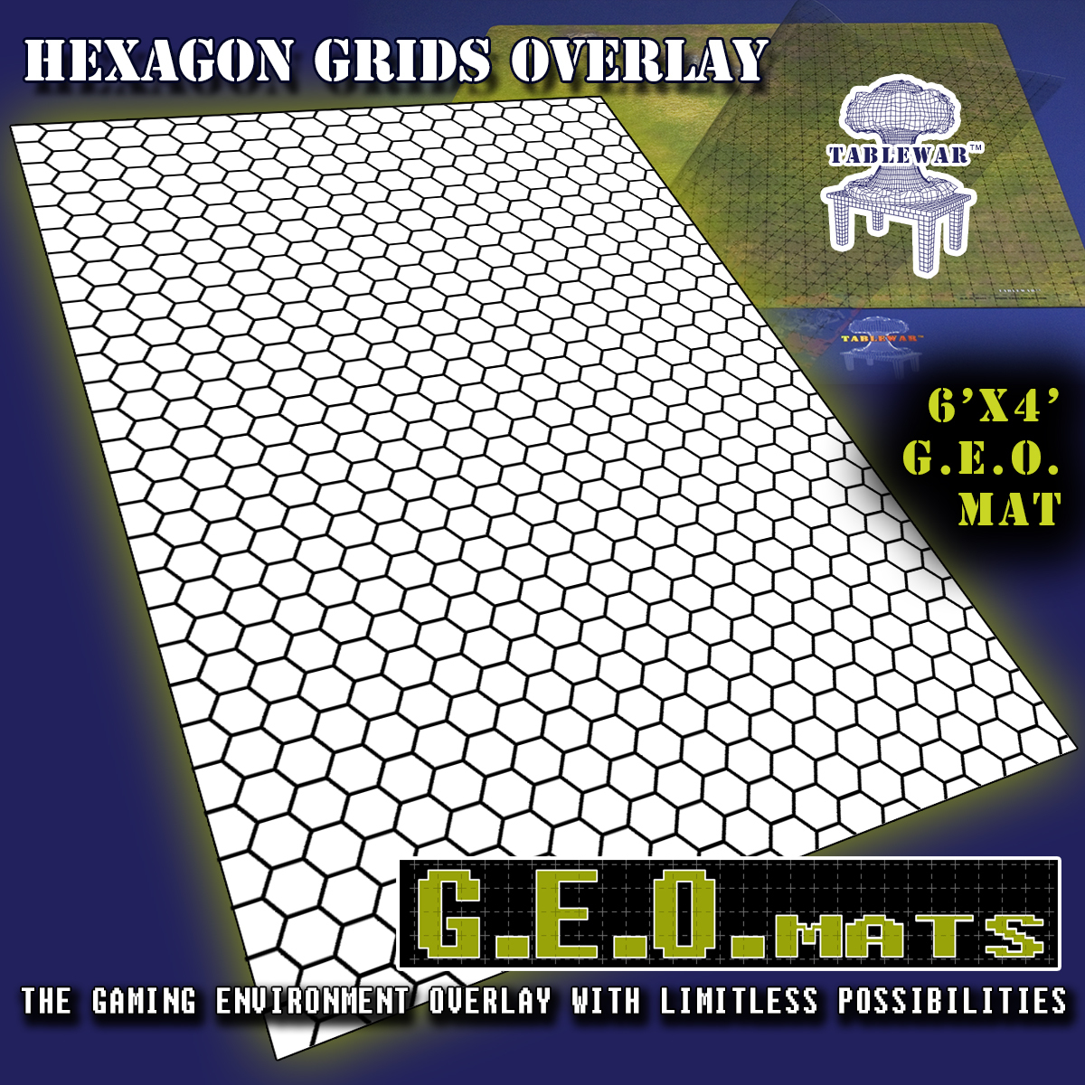 GEO Mats: Hex 1.25" Grid 6x4- Black 