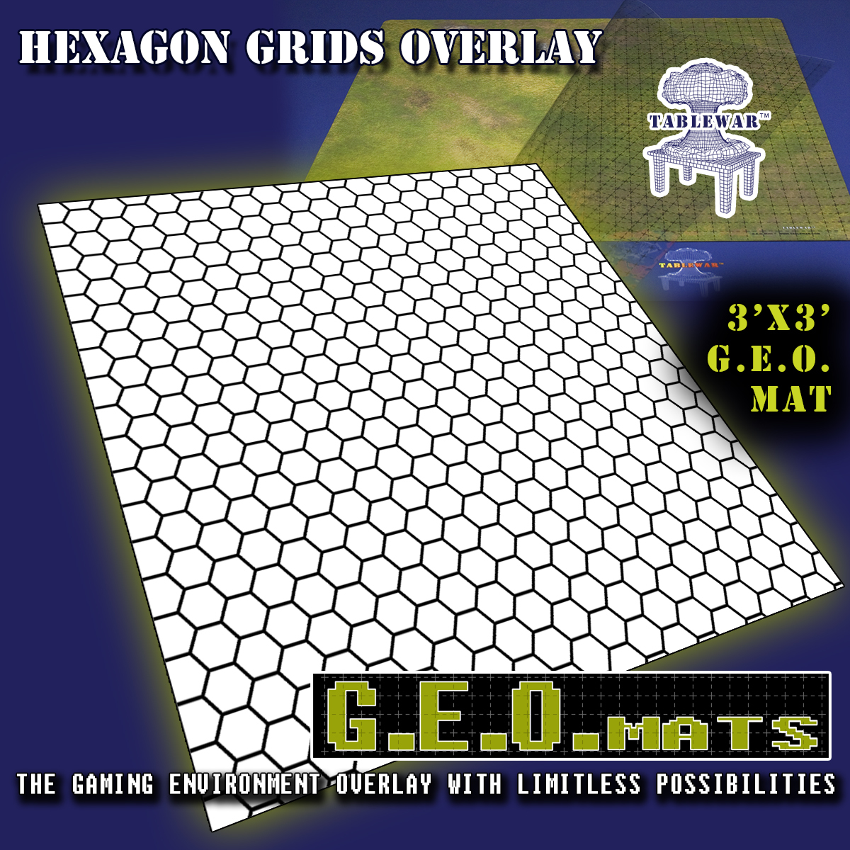 GEO Mats: Hex 1.5" Grid 3x3- White 