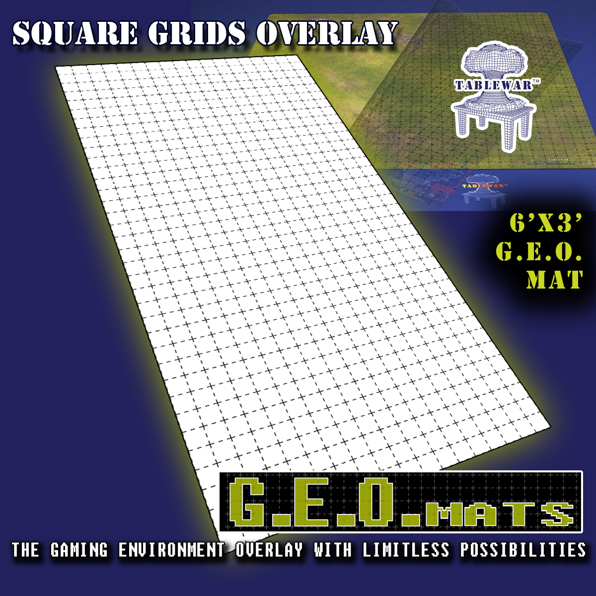 GEO Mats: Square 1" Grid 6x3- Black 