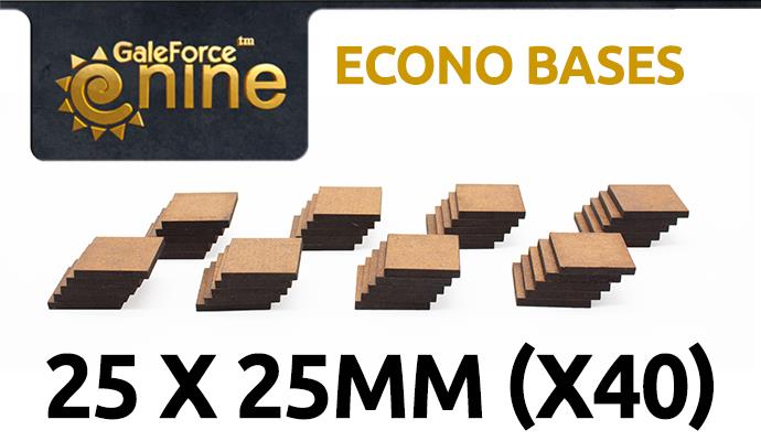Gale Force Nine: Econo Bases: 25x25mm Square (40) 