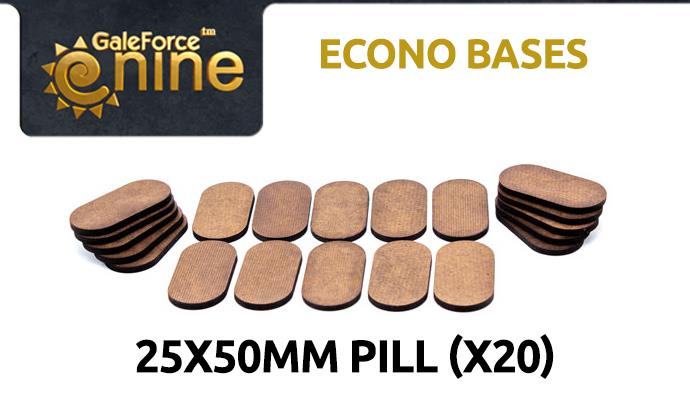 Gale Force Nine: Econo Bases: 25x50mm pill (20) 