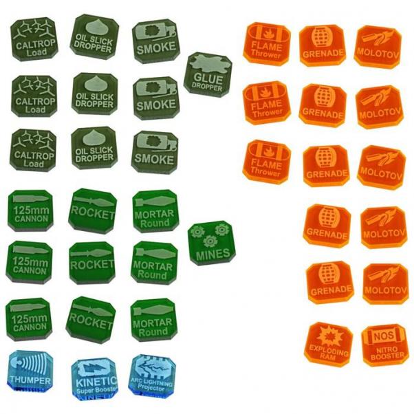 Gaslands: Weapons Tokens Set, Multi-Colored (38) 