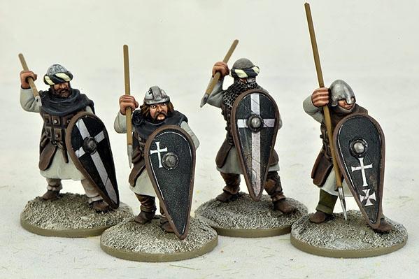 Gripping Beast 28mm Early Crusade: Military Order Infantry Sergeants (Spears) (4) 