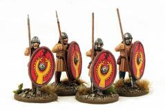 Gripping Beast 28mm Historical: Late Roman Unarmoured Infantry (Standing ready) (Helmet) (4) 