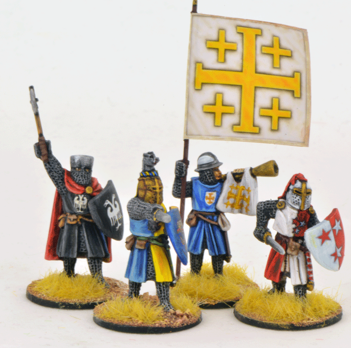 Gripping Beast 28mm Later Crusades: Crusading Foot Knights (Command) (4) 