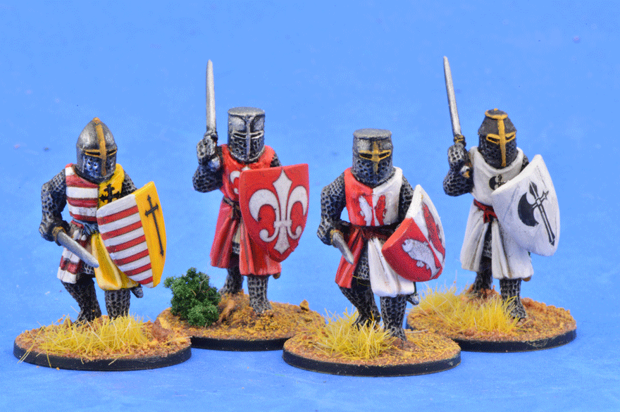 Gripping Beast 28mm Later Crusades: Crusading Foot Knights (Great Helms) (Advancing) (4) 