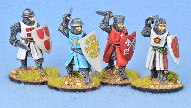 Gripping Beast 28mm Later Crusades: Crusading Foot Knights (Open Helms) (Attacking) (4) 