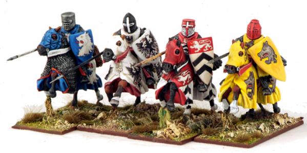 Gripping Beast 28mm Later Crusades: Mounted Crusading Knights (Great Helms) (Lance Couched) (4) 