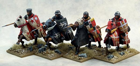 Gripping Beast 28mm Later Crusades: Mounted Crusading Knights (Open Helms) (Lance Couched) (4) 
