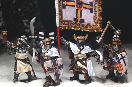 Gripping Beast 28mm Later Crusades: Teutonic Foot Knights (Command) (4) 