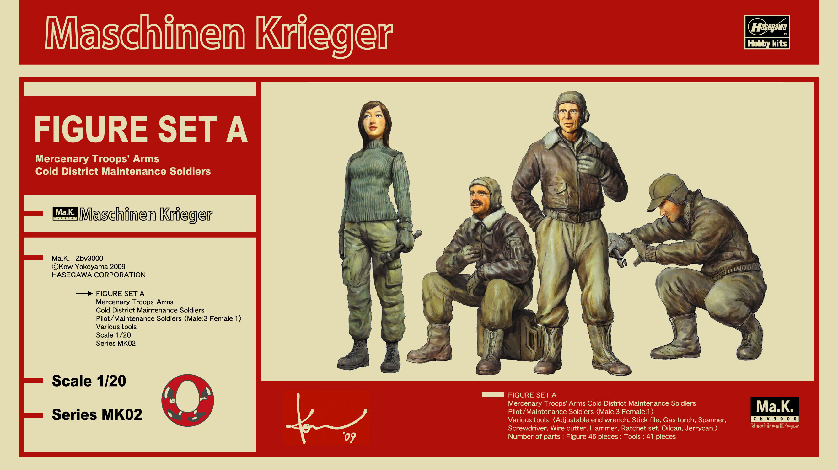 Hasegawa 1/20: Maschinen Krieger: Figure Set A (Mercenary Troops Arms Cold District Maintenance Soldiers) MK02 
