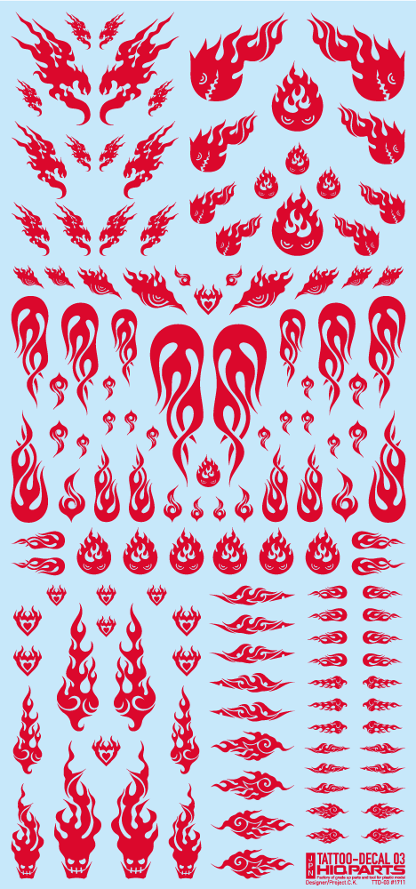 HiQ Parts: Tattoo Decal 03 "Fire" Red 