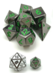 Little Dragon: Mini Dice: Glossy Black/Green Numbers (Metal) 