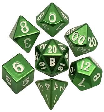 Metal Polyhedral Dice Set 16mm: Green Painted 