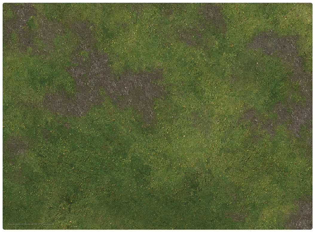 Monster Game Mat: Broken Grassland / Desert Scrubland (44" X 30") Gridded  