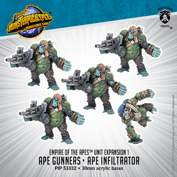 Monsterpocalpyse Empire Of The Apes: Ape Gunners and Ape Infiltrator 