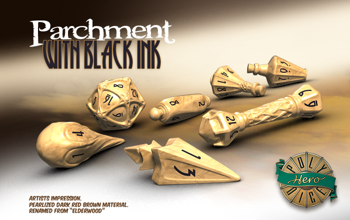 Polyhero Dice: Wizard- Parchment with Black Ink 