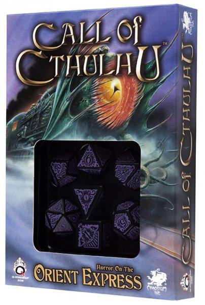 Q-Workshop: 7 Dice Set- Call Of Cthulhu: Horror on the Orient Express Black/ Purple 