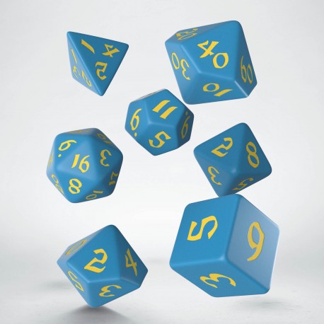 Q-Workshop: Dice Set: Classic Runic - Blue and Yellow 