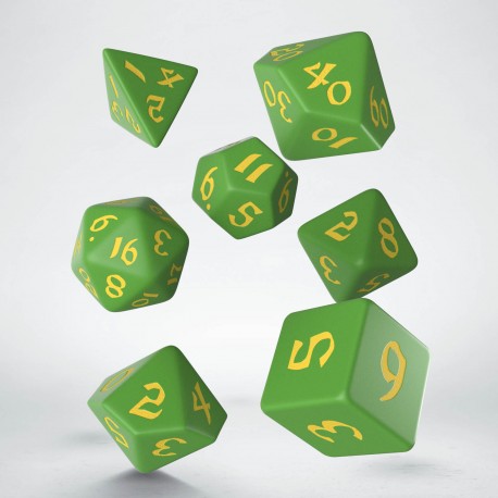 Q-Workshop: Dice Set: Classic Runic - Green and Yellow 