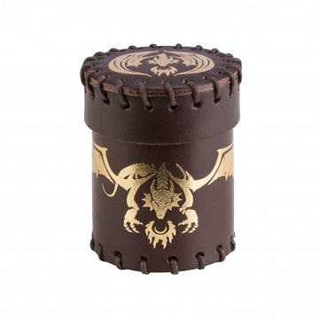 Q-Workshop: Leather Dice Cup - Flying Dragon Brown with Gold 