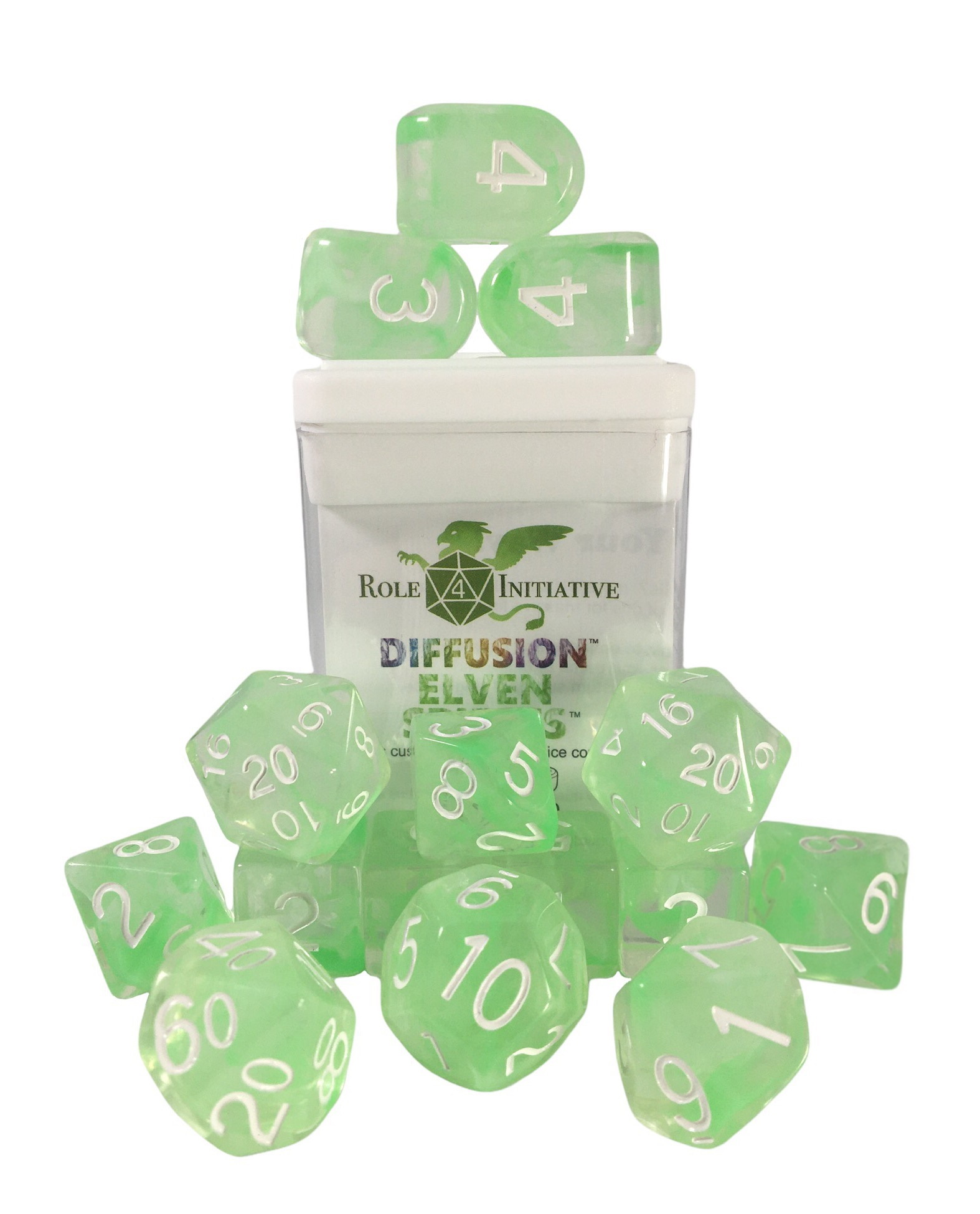 Role 4 Initiative: Polyhedral 15 Dice Set: Diffusion Elven Spirits (Arch D4) 