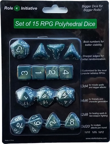 Role 4 Initiative: Polyhedral 15 Dice Set: SEA DRAGON SHIMMER W/ WHITE 