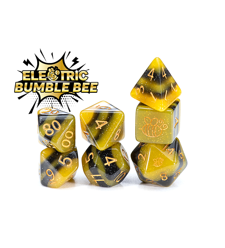SUI Generis Dice: 7 Piece Polyhedral Set: Electric Bumble Bee 