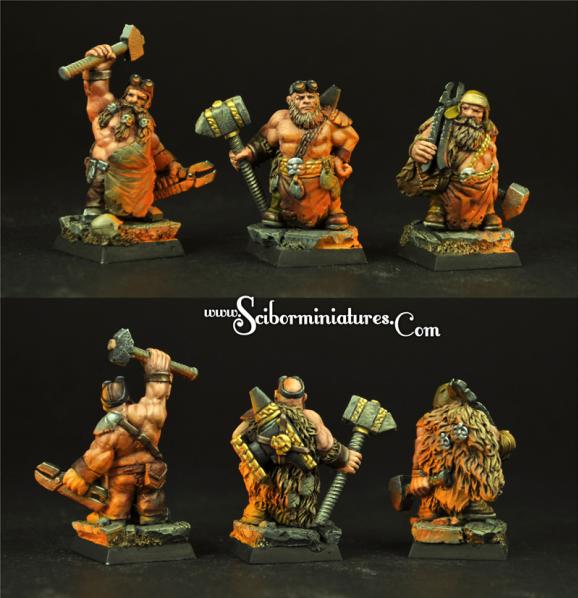 Scibor Monstrous Miniatures: Dwarf Blacksmiths (3) 