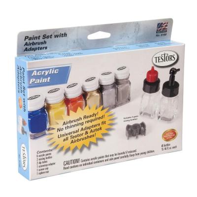 Testors Acrylic Paints: Paint Set with Airbrush Adapters 