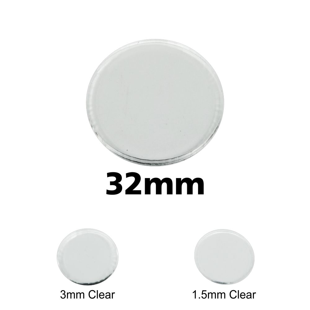 Transparent Bases: Round 32mm (1.5mm Thick): 100 Pack 