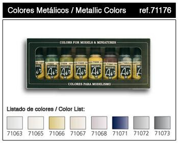 Vallejo Model Air Color 71176: Metallic Colors Set 