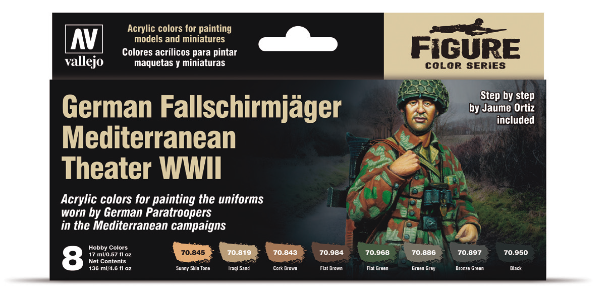 Vallejo Figure Color Series: Paint Set: German Fallschirmjager Mediterranean Theater WWII 