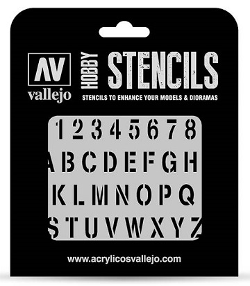 Vallejo Hobby Stencils: STAMP FONT 