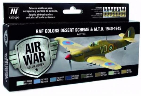 Vallejo Model Air Color 71163: RAF Colors Desert Scheme & M.T.O. 1940-1945 Set (8) 