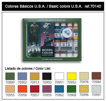 Vallejo Model Color Set: 70140 Basic Colors Set (16) 