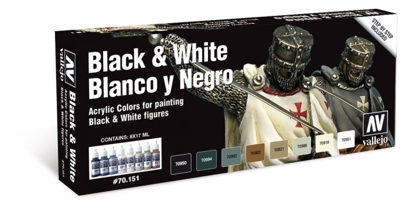 Vallejo Model Color Set: 70151 Black and White 