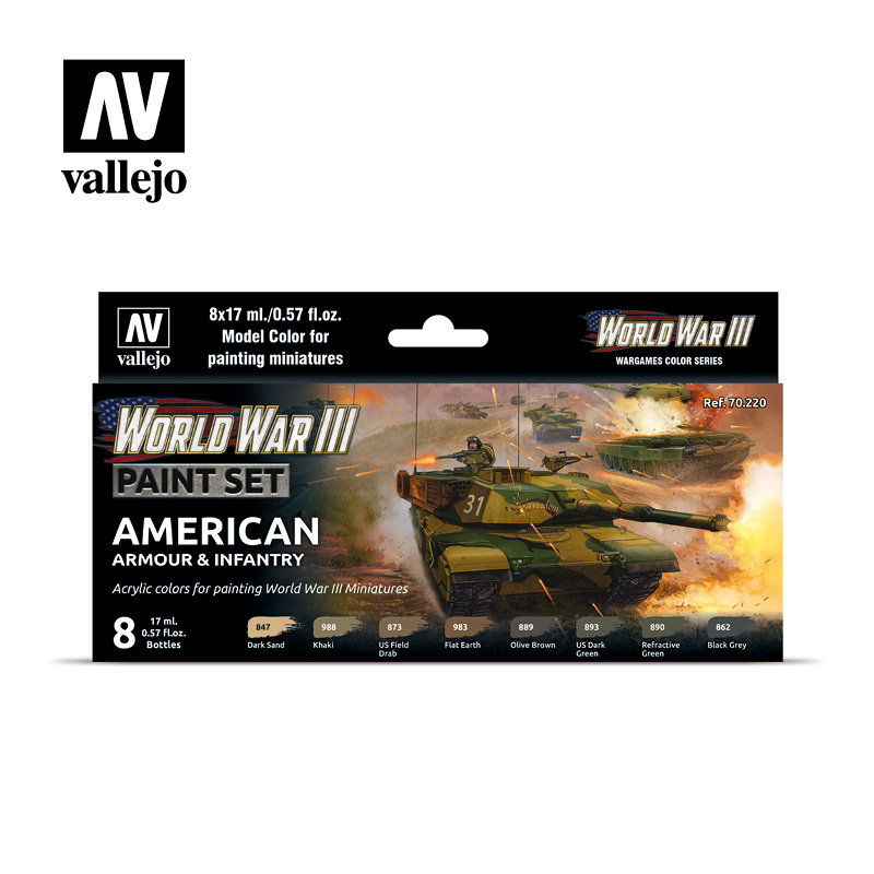 Vallejo Model Color Set: 70220: American Armour & Infantry 