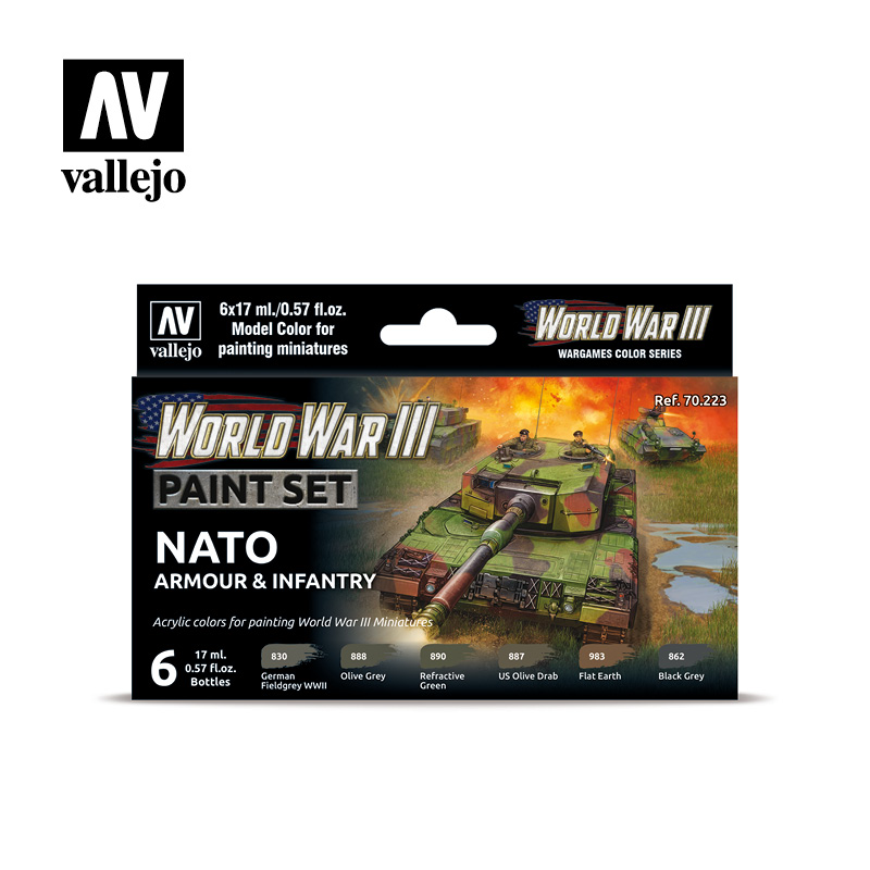 Vallejo Model Color Set: 70223: NATO Armour & Infantry 