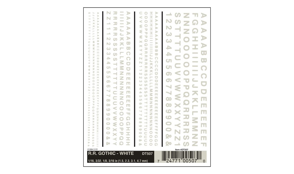 Woodland Scenics: Dry Transfer Decal - RR Gothic White 