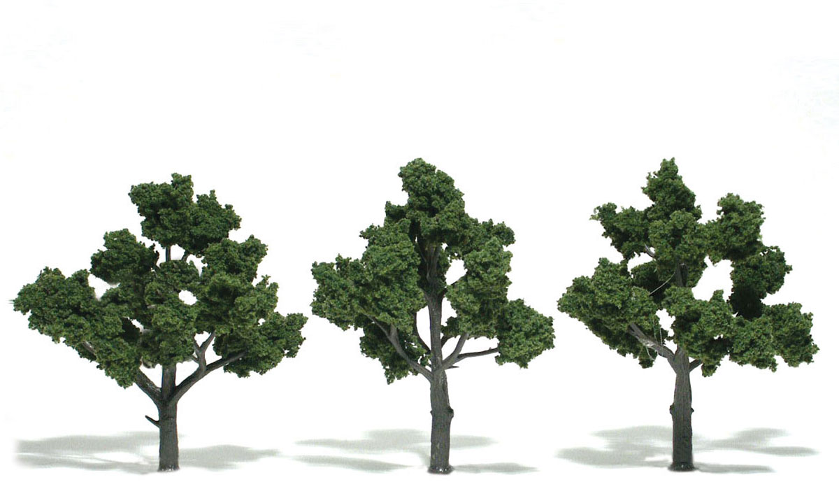 Woodland Scenics: Ready Made Realistic Trees: Medium Green- 3 Trees (4" - 5") 