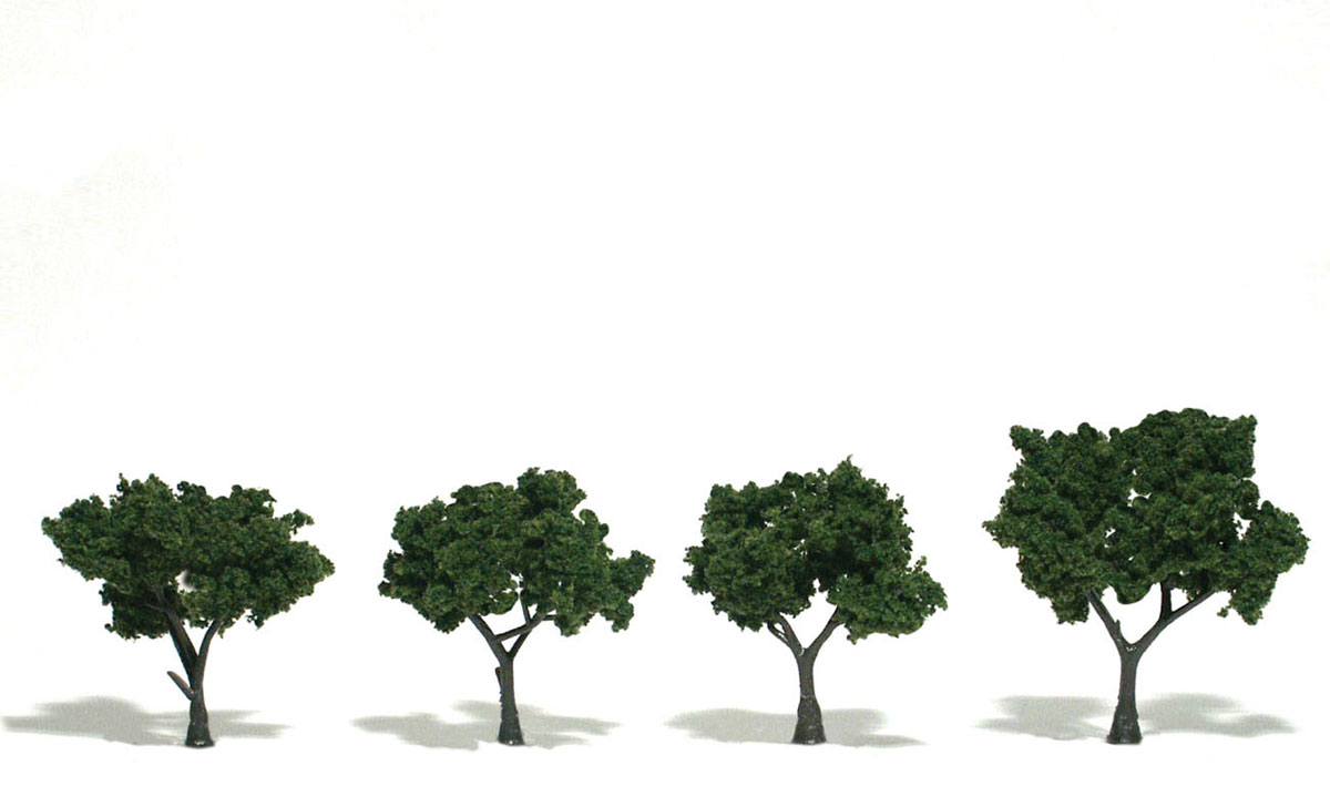 Woodland Scenics: Ready Made Realistic Trees: Medium Green- 4 Trees (2" - 3") 