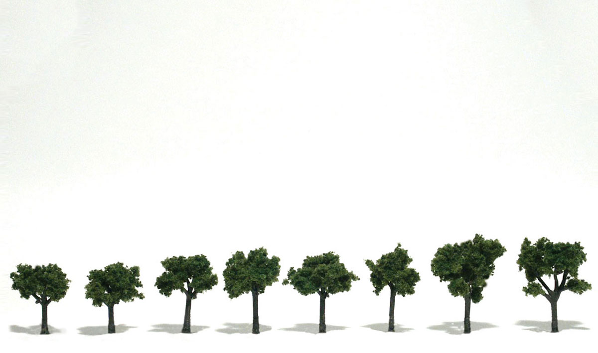 Woodland Scenics: Ready Made Realistic Trees: Medium Green- 8 Trees (3/4" - 1 1/4") 