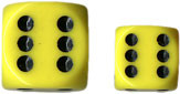 Chessex (25802): D6: 12mm: Opaque: Yellow/Black (DAMAGED) (1 Dice Missing) 